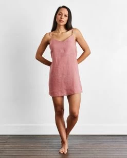 Pink Clay 100% French Flax Linen Slip 9 Pink Clay 100% French Flax Linen Slip -Bed Series Store pink 04