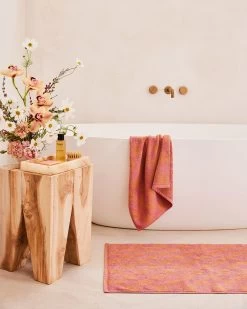 Pink Clay & Hazelnut Check 100% French Flax Linen Terry Hand And Face Towel -Bed Series Store pinkclay hazelnut 2