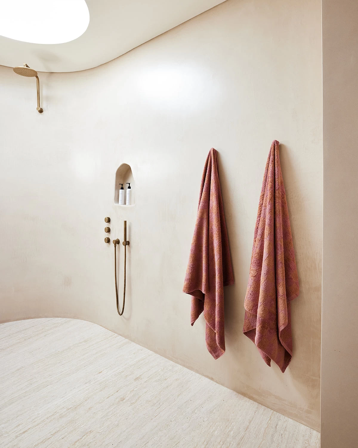 Pink Clay & Hazelnut Check 100% French Flax Linen Terry Bath Towel 3 Pink Clay & Hazelnut Check 100% French Flax Linen Terry Bath Towel