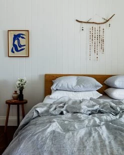 Pinstripe 100% French Flax Linen Bedding Set 12 Pinstripe 100% French Flax Linen Bedding Set -Bed Series Store pinstripe bedding duvet