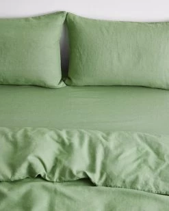 Pistachio 100% French Flax Linen Pillowcases (Set Of Two) -Bed Series Store pistachio 08