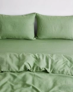 Pistachio 100% French Flax Linen Bedding Set -Bed Series Store pistachio 09