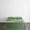 Pistachio 100% French Flax Linen Flat Sheet -Bed Series Store pistachio 20