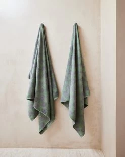 Pistachio & Mineral Check 100% French Flax Linen Terry Bath Towel -Bed Series Store pistachio mineral 1 7e2f0c7c 929c 4bef 8242 992e8eff4b9a