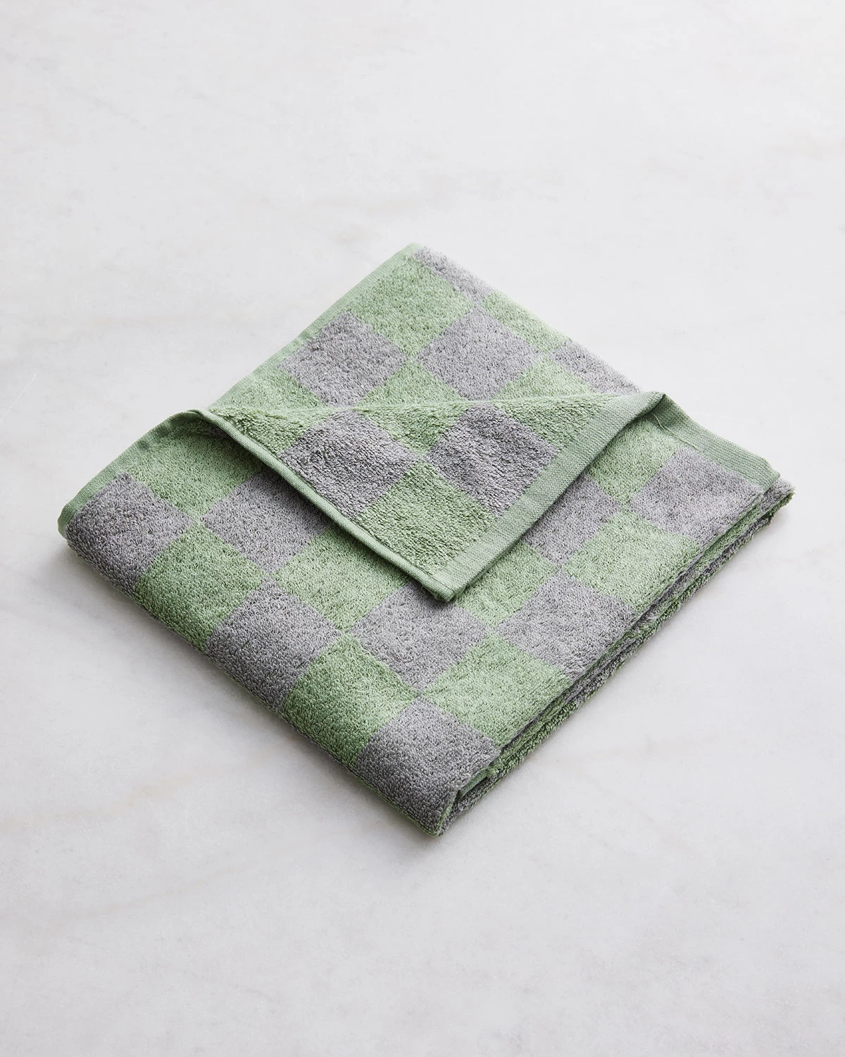 Pistachio & Mineral Check 100% French Flax Linen Terry Hand And Face Towel 4 Pistachio & Mineral Check 100% French Flax Linen Terry Hand And Face Towel - Image 2