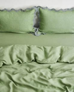 Pistachio & Mineral 100% French Flax Linen Scalloped Pillowcases (Set Of Two) 11 Pistachio & Mineral 100% French Flax Linen Scalloped Pillowcases (Set Of Two) -Bed Series Store pistmin3