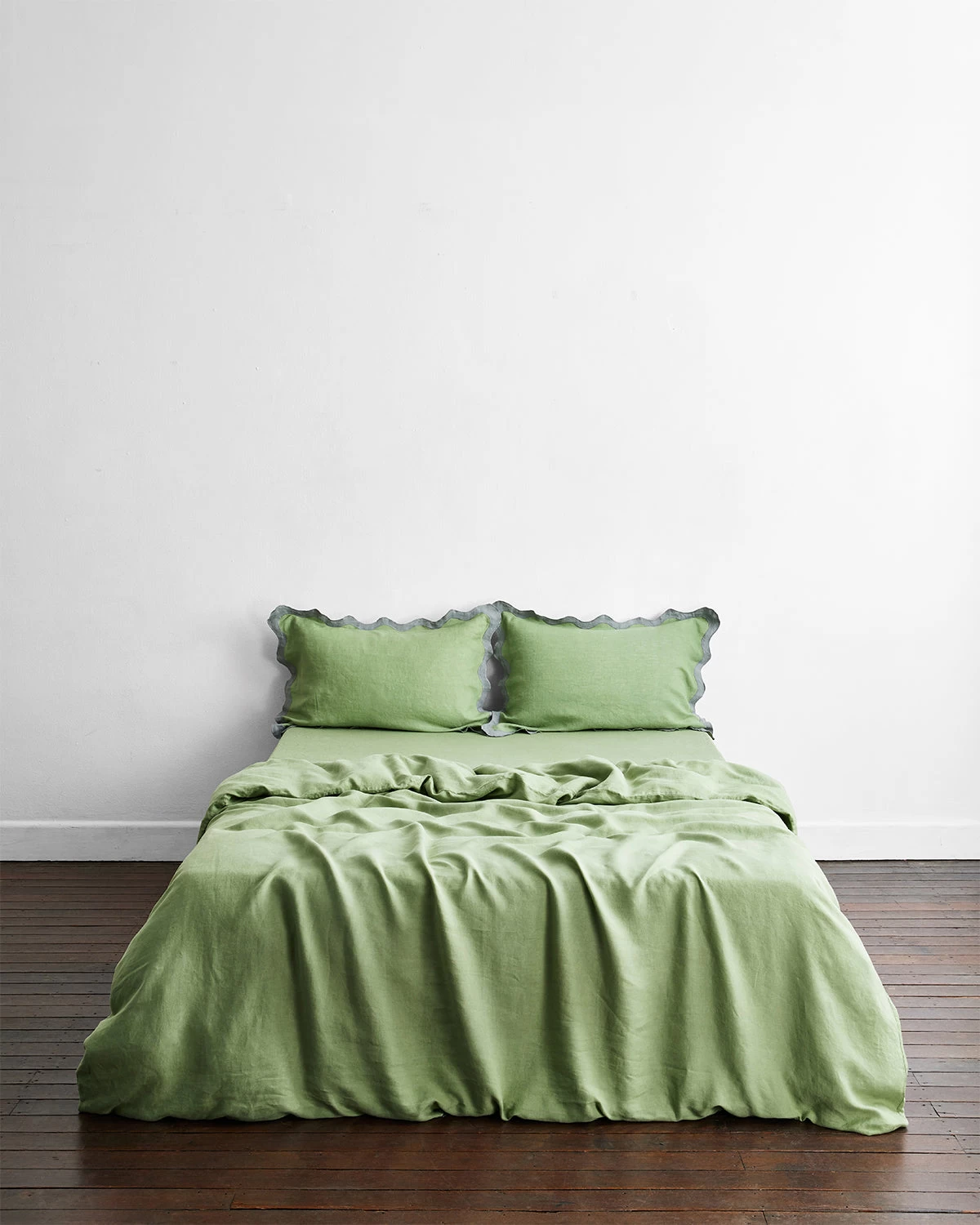 Pistachio & Mineral 100% French Flax Linen Scalloped Pillowcases (Set Of Two) 5 Pistachio & Mineral 100% French Flax Linen Scalloped Pillowcases (Set Of Two) - Image 3