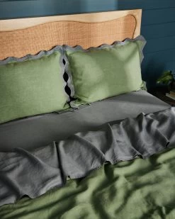 Pistachio & Mineral 100% French Flax Linen Scalloped Pillowcases (Set Of Two) 13 Pistachio & Mineral 100% French Flax Linen Scalloped Pillowcases (Set Of Two) -Bed Series Store pistmin5
