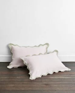 Rosewater & Sage 100% French Flax Linen Scalloped Pillowcases (Set Of Two)
