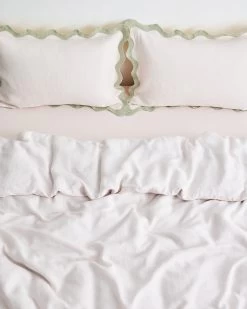 Rosewater & Sage 100% French Flax Linen Scalloped Pillowcases (Set Of Two) -Bed Series Store rosesage3