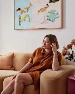 Rust 100% French Flax Linen Short Sleeve Shirt -Bed Series Store rust sshirt