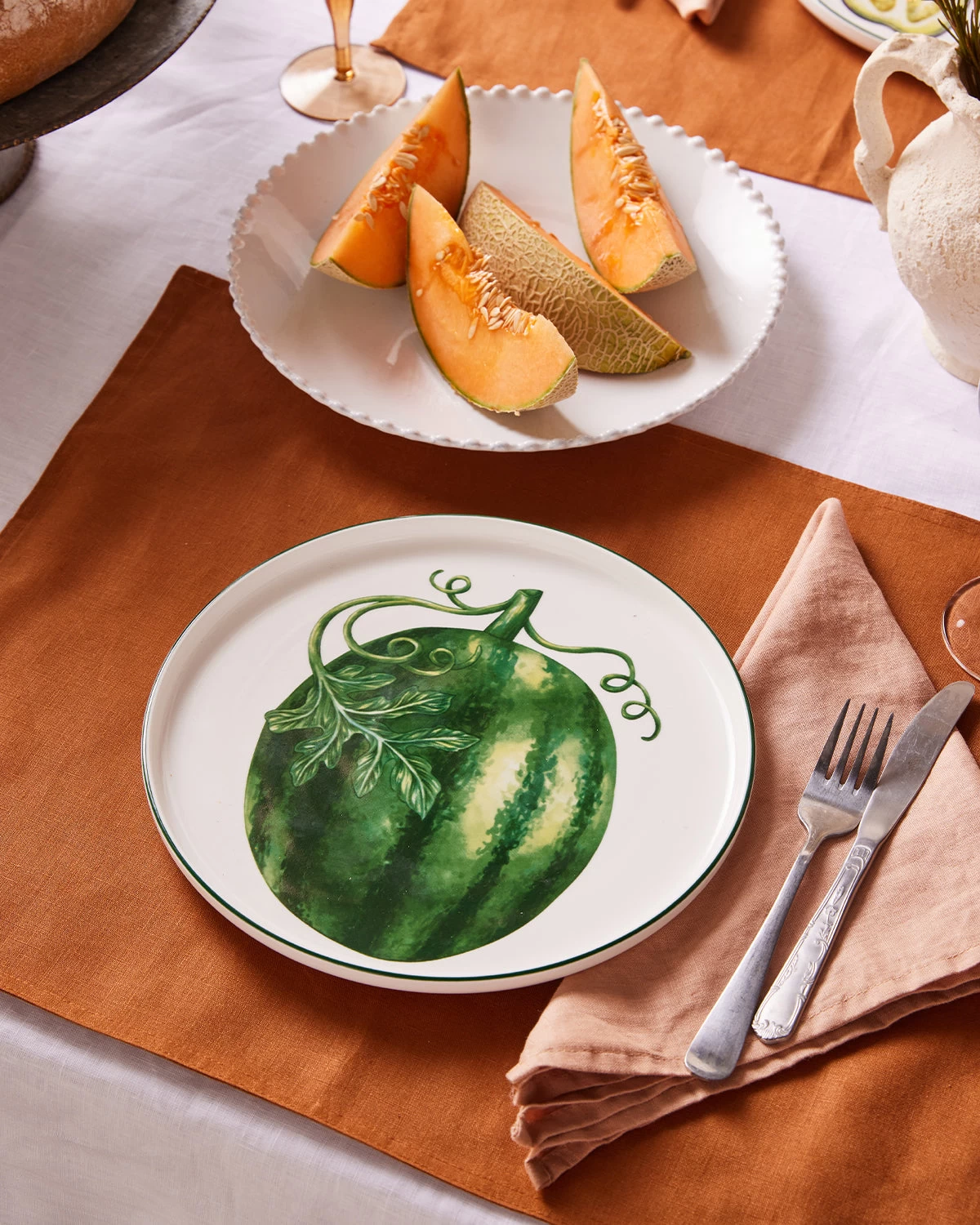 Rust 100% French Flax Linen Placemats (Set Of Four) 4 Rust 100% French Flax Linen Placemats (Set Of Four) - Image 2