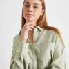Sage 100% French Flax Linen Long Sleeve Shirt -Bed Series Store sage shirt 01