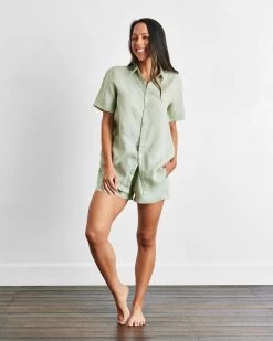 Sage Short Sleepwear Set -Bed Series Store sage sshirt 01 3e93fbeb 7182 4647 b2f7 531c5339f9df