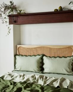 Sage & Olive 100% French Flax Linen Scalloped Pillowcases (Set Of Two) -Bed Series Store sageoli5