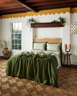 Sage & Olive 100% French Flax Linen Scalloped Pillowcases (Set Of Two) -Bed Series Store sageoli6