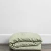 Sage & Olive Stripe 100% French Flax Linen Duvet Cover -Bed Series Store sagestripeduvet