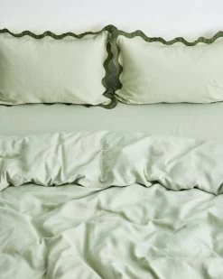 Sage & Olive 100% French Flax Linen Scalloped Pillowcases (Set Of Two) -Bed Series Store sagoli3