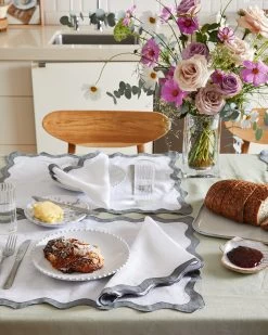 White & Mineral 100% French Flax Linen Scalloped Napkins (Set Of Four) 13 White & Mineral 100% French Flax Linen Scalloped Napkins (Set Of Four) -Bed Series Store scal6