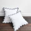 White & Mineral 100% French Flax Linen Scalloped European Pillowcases (Set Of Two)