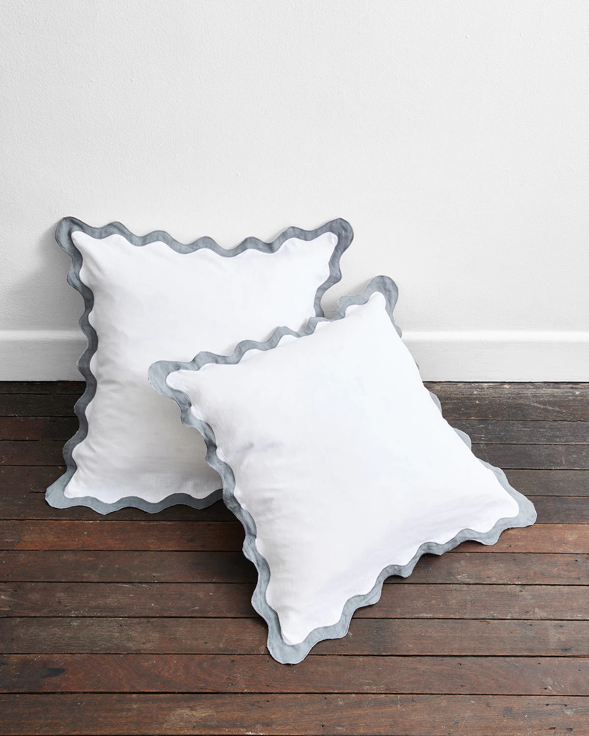 White & Mineral 100% French Flax Linen Scalloped European Pillowcases (Set Of Two) 3 White & Mineral 100% French Flax Linen Scalloped European Pillowcases (Set Of Two)