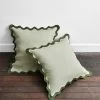 Sage & Olive 100% French Flax Linen Scalloped European Pillowcases (Set Of Two) -Bed Series Store scalloped euro olive