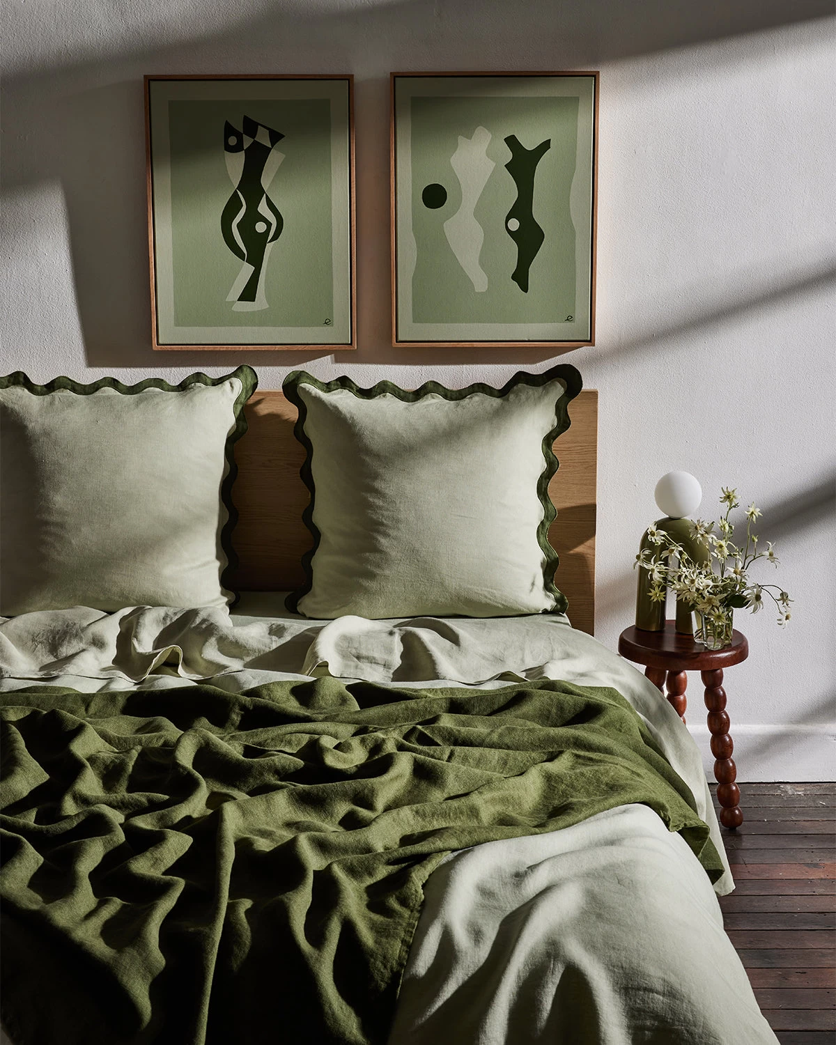 Sage & Olive 100% French Flax Linen Scalloped European Pillowcases (Set Of Two) 4 Sage & Olive 100% French Flax Linen Scalloped European Pillowcases (Set Of Two) - Image 2