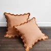 Terracotta & Rust 100% French Flax Linen Scalloped European Pillowcases (Set Of Two)
