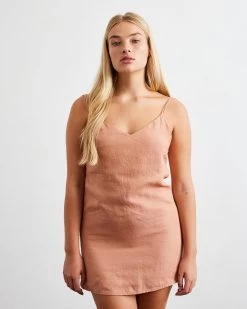 Hazelnut 100% French Flax Linen Slip -Bed Series Store slip 04