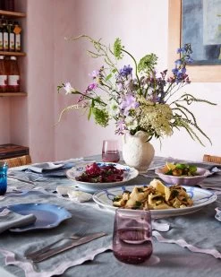 Mineral & Lilac 100% French Flax Linen Scalloped Placemats (Set Of Four) 7 Mineral & Lilac 100% French Flax Linen Scalloped Placemats (Set Of Four) -Bed Series Store table 9