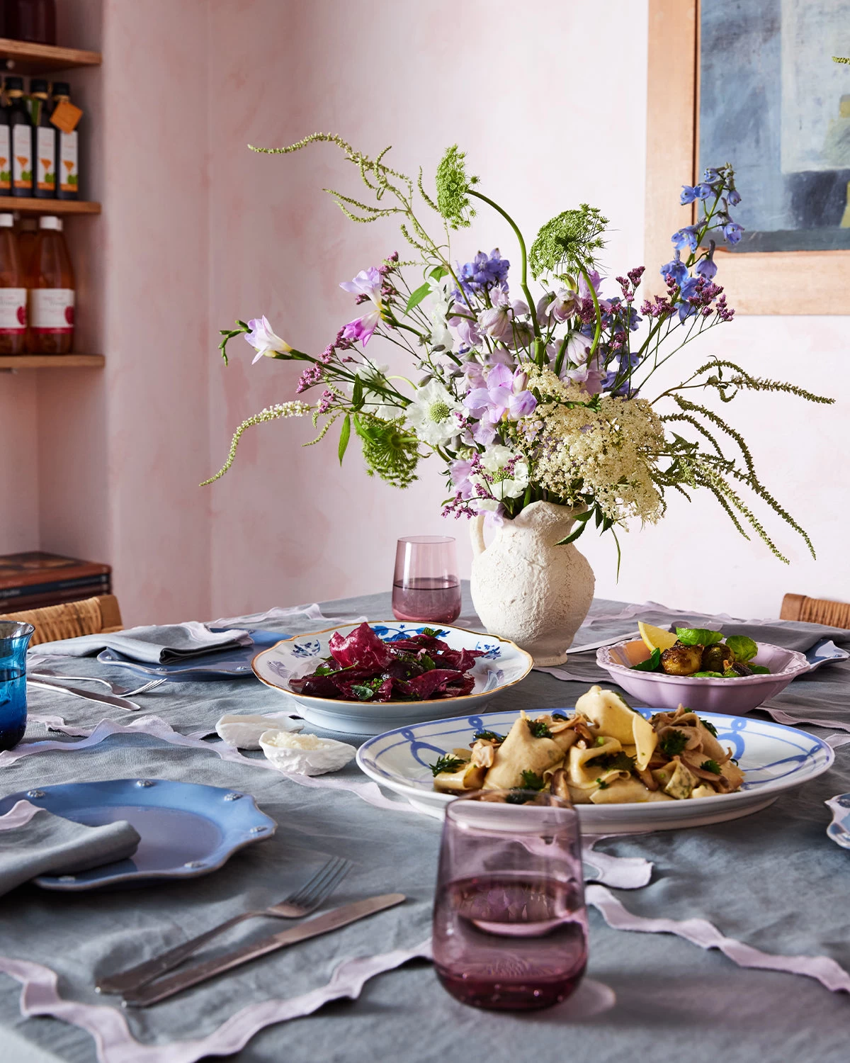 Mineral & Lilac 100% French Flax Linen Scalloped Placemats (Set Of Four) 4 Mineral & Lilac 100% French Flax Linen Scalloped Placemats (Set Of Four) - Image 3