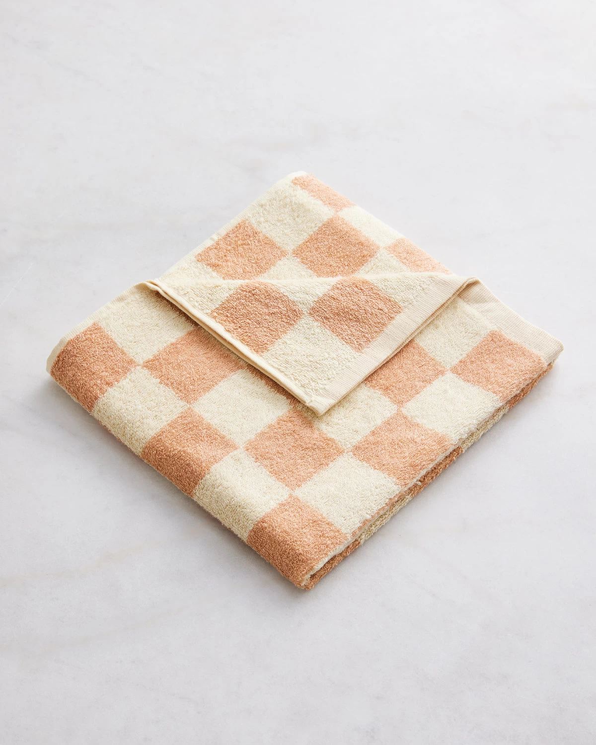 Limoncello & Terracotta Check 100% French Flax Linen Terry Hand And Face Towel 4 Limoncello & Terracotta Check 100% French Flax Linen Terry Hand And Face Towel - Image 2