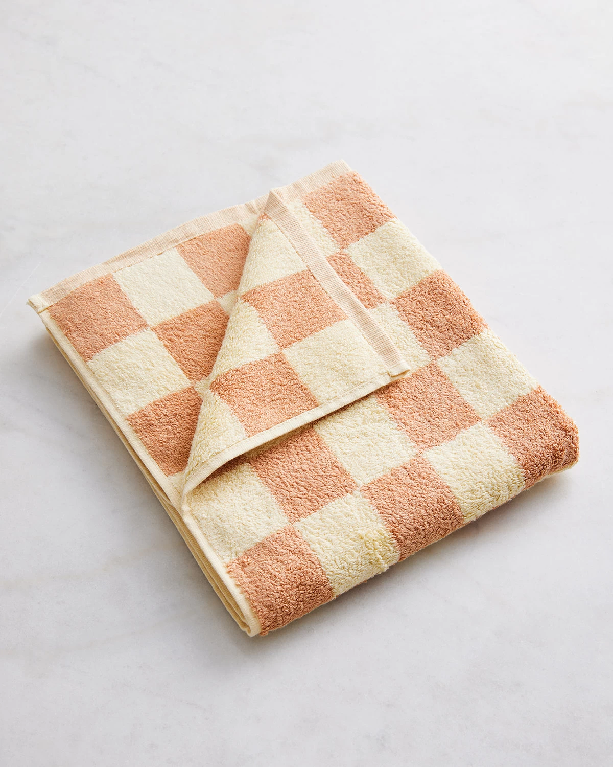 Limoncello & Terracotta Check 100% French Flax Linen Terry Bath Mat 4 Limoncello & Terracotta Check 100% French Flax Linen Terry Bath Mat - Image 2