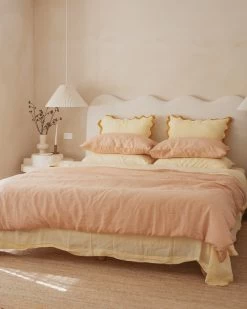 Limoncello & Turmeric 100% French Flax Linen Scalloped European Pillowcases (Set Of Two) -Bed Series Store terracottalimon df7d9ccd 57c2 4d8c b241 5660154f4f49