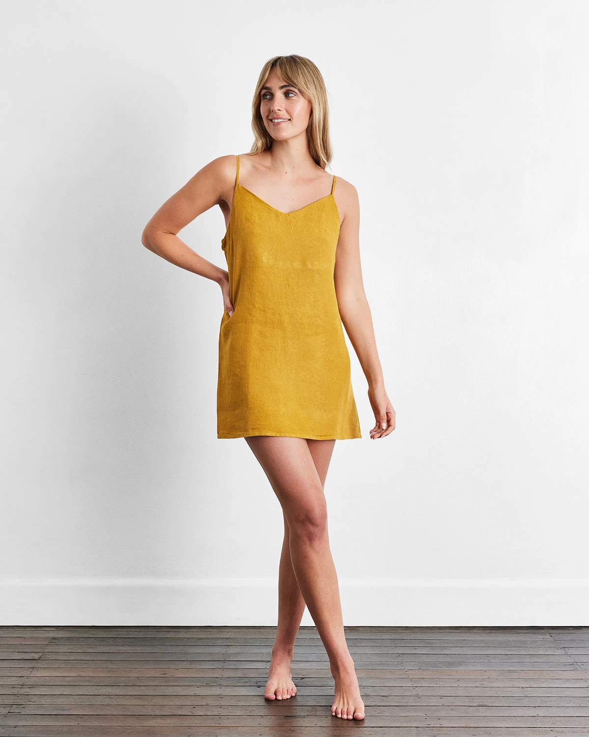 Turmeric 100% French Flax Linen Slip 4 Turmeric 100% French Flax Linen Slip - Image 2