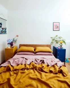 Turmeric 100% French Flax Linen Pillowcases (Set Of Two) -Bed Series Store turmeric bedding 88b754be 72f1 4e89 a5aa 7534bfc9f6eb