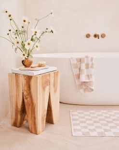 White & Oatmeal Check 100% French Flax Linen Terry Hand And Face Towel -Bed Series Store white oatmeal 2