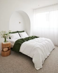 Olive 100% French Flax Linen Pillowcases (Set Of Two) -Bed Series Store white olive 25852055 6ca4 4172 8a88 4a2c232076b7