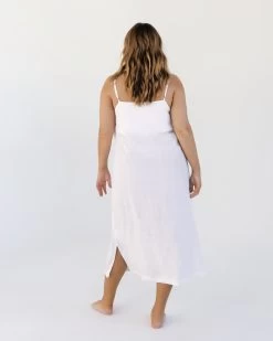 White 100% French Flax Linen Midi Dress -Bed Series Store white 04 f6ef18aa f235 4342 8bfa e9be85bdaf55
