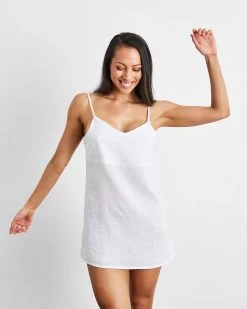 White 100% French Flax Linen Slip