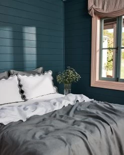 White & Mineral 100% French Flax Linen Scalloped Pillowcases (Set Of Two) 13 White & Mineral 100% French Flax Linen Scalloped Pillowcases (Set Of Two) -Bed Series Store whtmin6