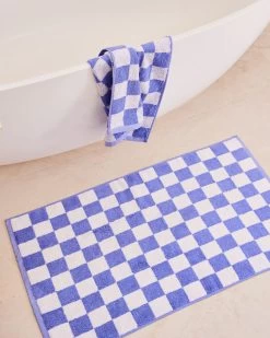 Wildflower & White Check 100% French Flax Linen Terry Bath Mat -Bed Series Store wildflower white 2 8608c4cf eabc 4d9f 966f 22f109f727fd